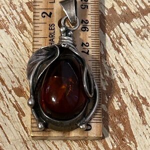 Beautiful Amber And Sterling Pendant